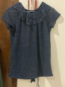 Sparkly Navy Ruffle Top