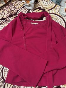 Raspberry colored Tie Top