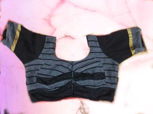 Black Saree With Stitched Blouse