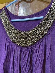 Purple beaded neck  top