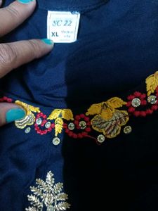 Attractive Blue Kurti With Embroidery