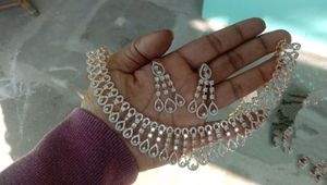Diamond Look Alike Neckpiece With Earrings