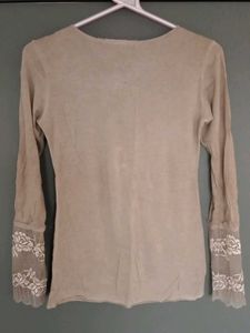 Lace Trim V-Neck Top