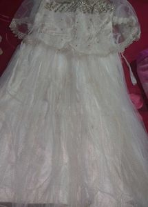 Cream Gown With Top Layer Work Of Stones