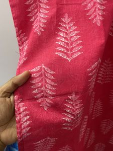Pink Full Length Cotton Kurti