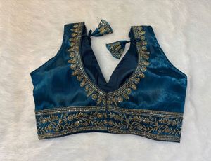 Embroidered Teal Blouse