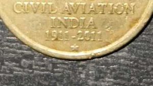 100 Years Of Civil Aviation Five Rs Hyderabad Coin