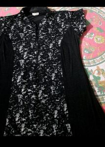 Black Maxi Dress with Floral Center Panel