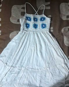 Crochet Top White And Blue Sundress