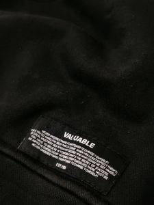 💥BUY1GET1💥 black hooded sweatshirt with white stripes on the sleeves.