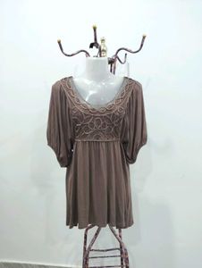 Brown Embroidered Top