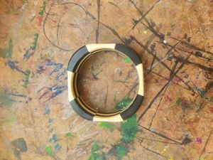 Checkered black and white square bangle