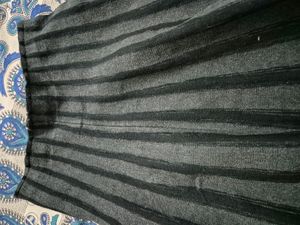 White Net Top With Black And Grey Skirt