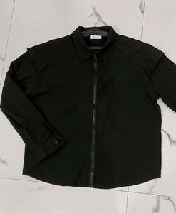 Black Zip-Up Overshirt