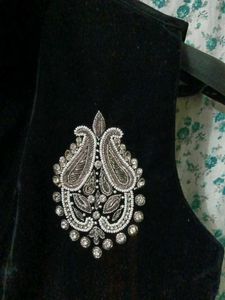 Black Velvet Side Hand Work Patten Jocket