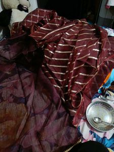 New Maroon Saree With Blouse Piece