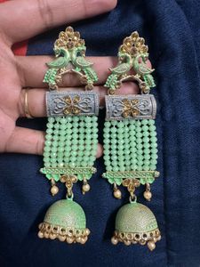 Unique Long Earring Light Green Colour