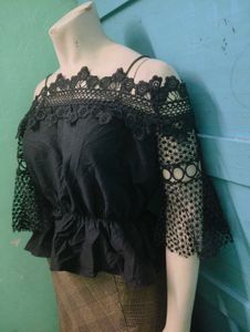 Black Lace Off-Shoulder Top