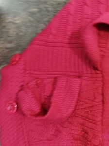 Red Knitted Button-Up Cardigan