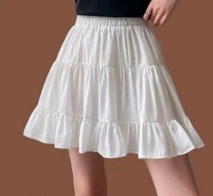 cottage core white mini tiered skirt