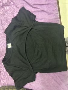 Black Cutout Ribbed Top