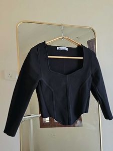 ZARA Knit Black Corset Top