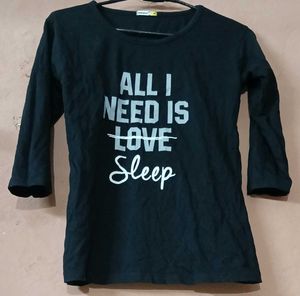 Black 'Sleep' Graphic Top