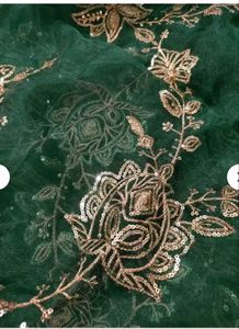 Mehndi  Special Green Saree Attached With Blouse