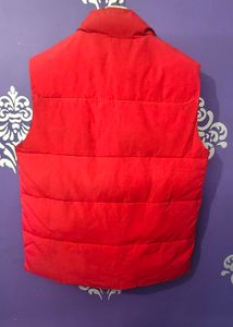 Red Sleeveless Puffer Jacket