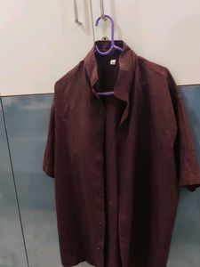 Maroon Mandarin Collar Shirt