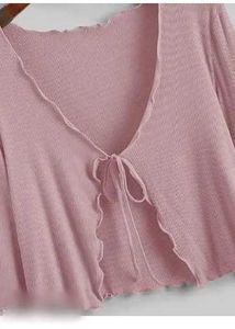 Pink Tie-Front Cardigan