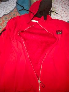 Men Or Women Vibrant Red Winter Sweatshirt Hoodie