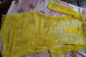 Yellow Chikenkari Kurti