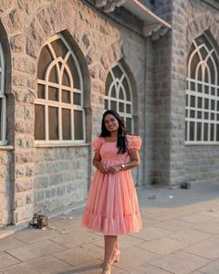 Pink Ruffled Party Dress
