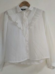 Elegant White Ruffle Formal shirt