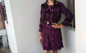 Fuzzy Patterned Mini Dress