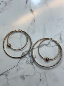 Gold Tone Double Hoop Earrings