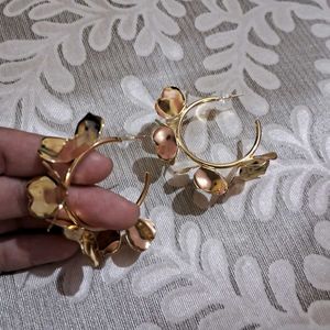 Gold Floral Hoop Earrings