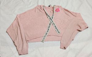 H&amp;M BABY PINK CROP HOODIE