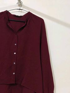 Maroon Button-Up Top