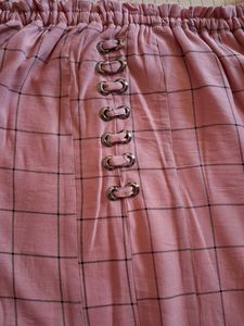Pink Plaid Off-Shoulder Top