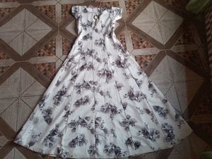 White Colour Floral Long Gown