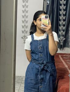 Denim Dress with Tie Waist