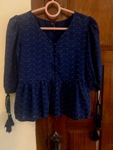 Navy Blue Peplum Top
