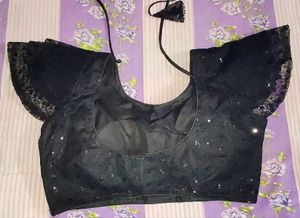 Elegant Black Sequin Backless Blouse✨