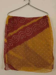 Yellow Red Bandhani Print Scarf