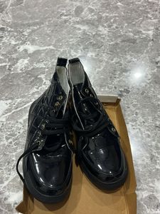 Black Quilted High Top Boots