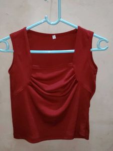Red Square Neck Tank