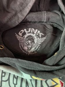 PUNK Skull Graphic Hooded Sweatshirt