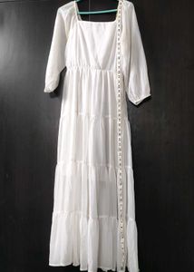 M White Tiered Maxi Dress